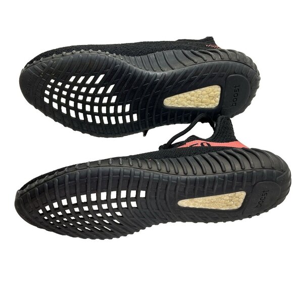 Adidas Yeezy Boost 350 V2 Black/Red Sneakers Size 8.5 Mens Lace-Up Knit Athletic - Picture 5 of 10